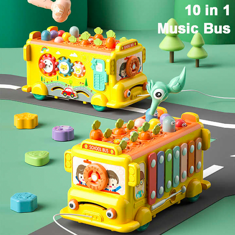 Musical Instrument Harmonium - 10 in 1Multifunction Xylophone Bus Car