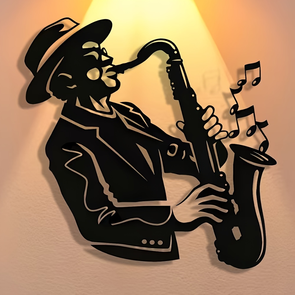Musical Instrument Image - Elegant Saxophone Metal Wall Art -