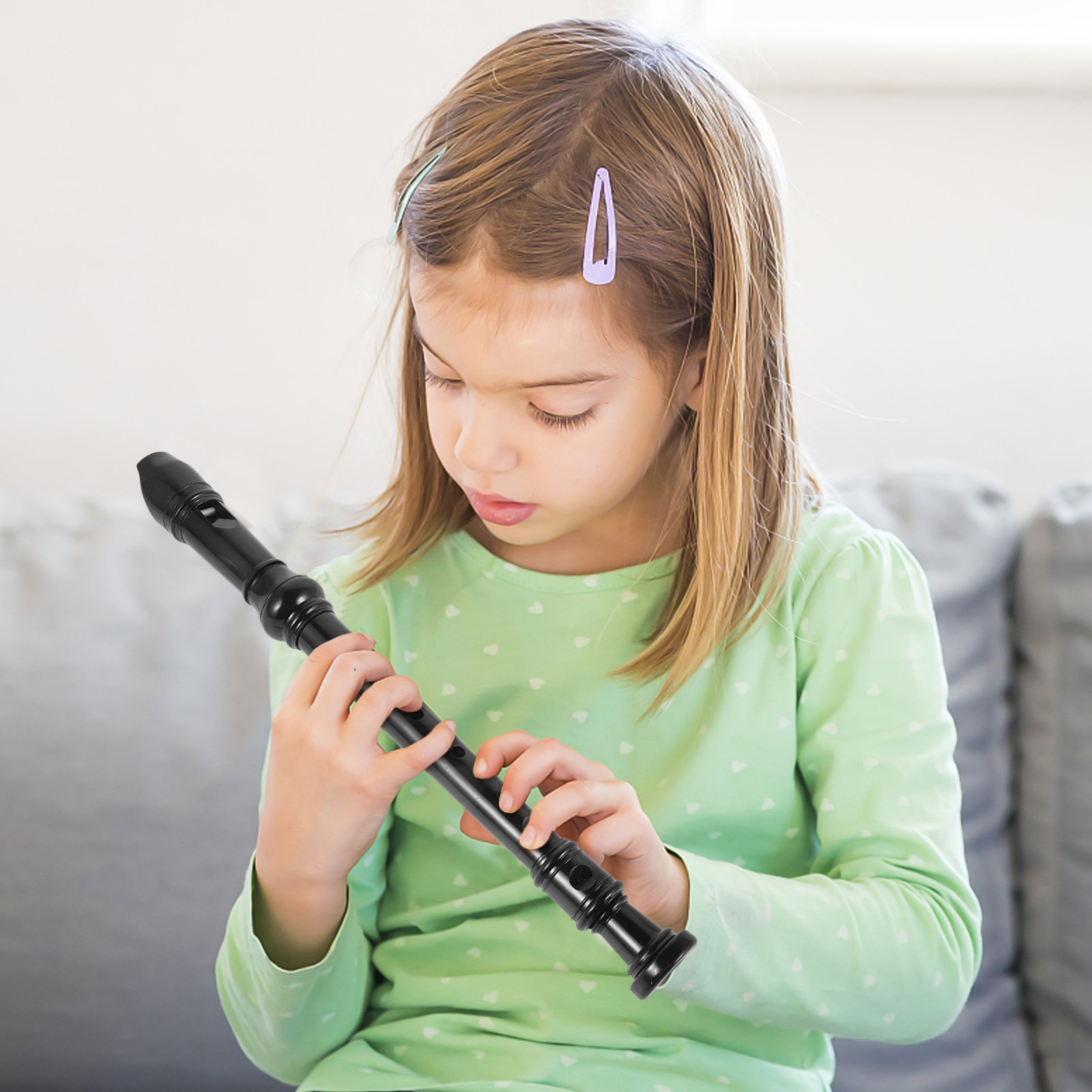 Soprano Recorder Plastic - 8 Hole Transparent Black Soprano Recorder