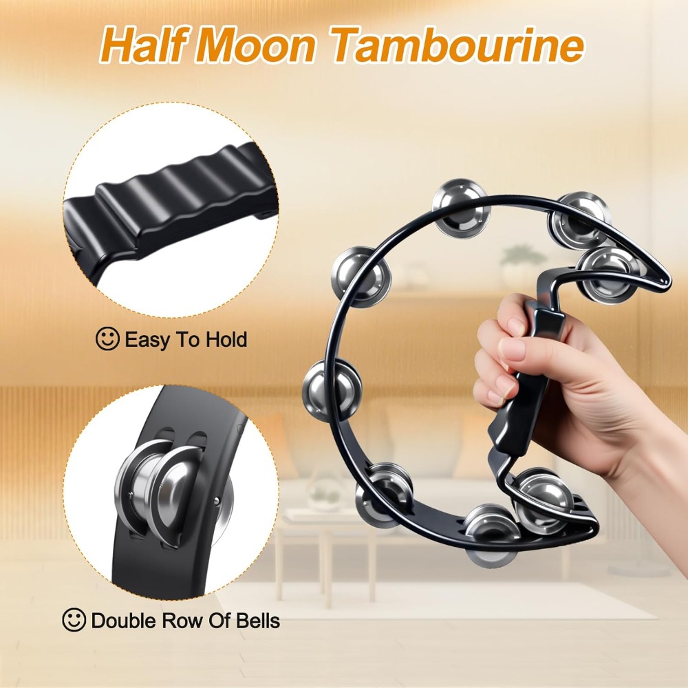 10 Pcs Half Moon Tambourine Se - Musical Instrument Image incelemesi ve fiyatı